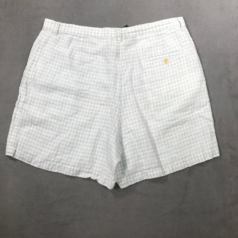 Lauren Ralph Lauren Shorts Women 16 Blue Gingham Check Linen High Waist Pocket - Picture 8 of 10
